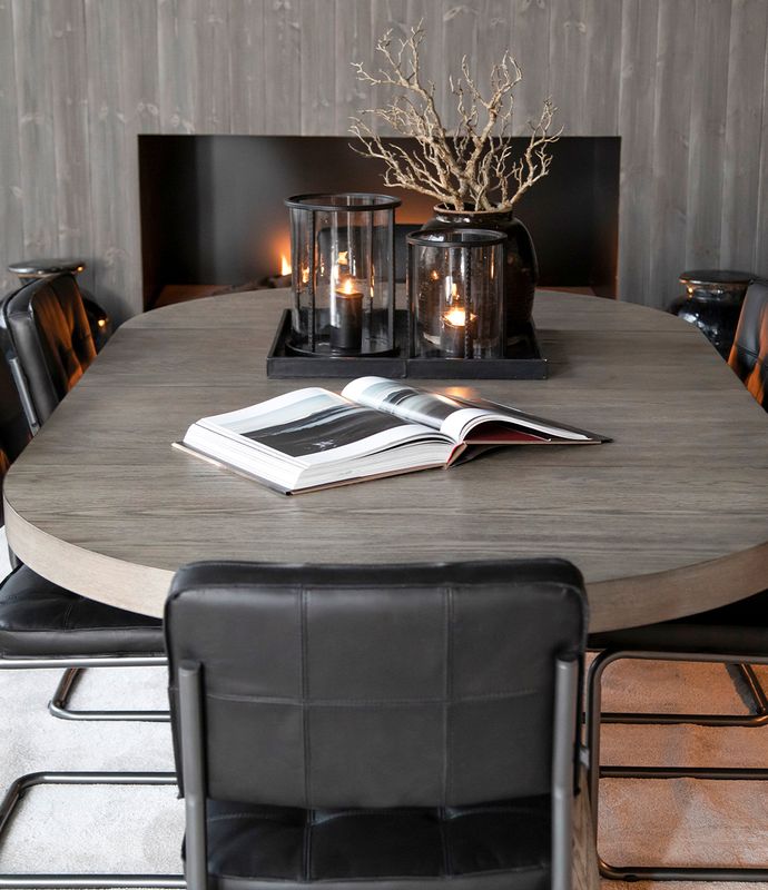 TRENT Dining Table, Antikkgrå, Ø130