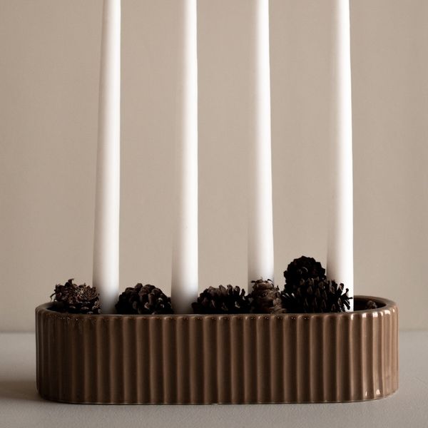 Hovedbilde Stripe lysestake, shiny nougat