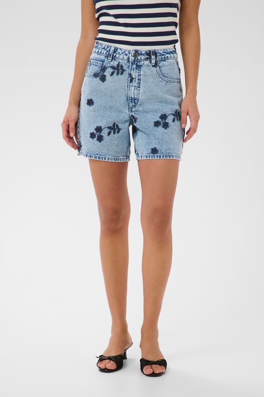 KAbabena denim shorts, blue denim w/navy flower
