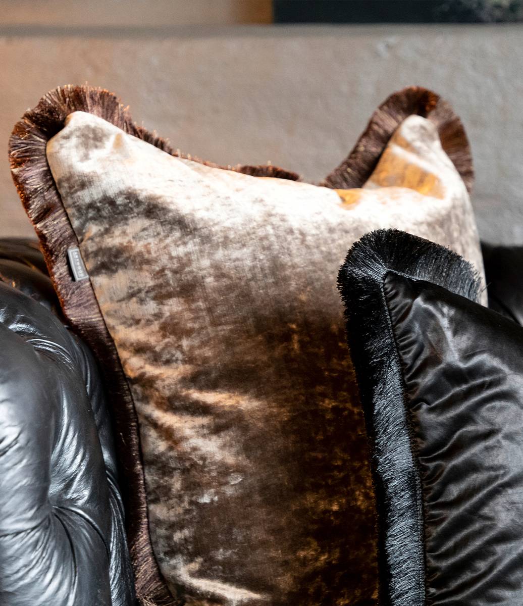 Garda Velvet Fringe putetrekk 50x50, taupe CC