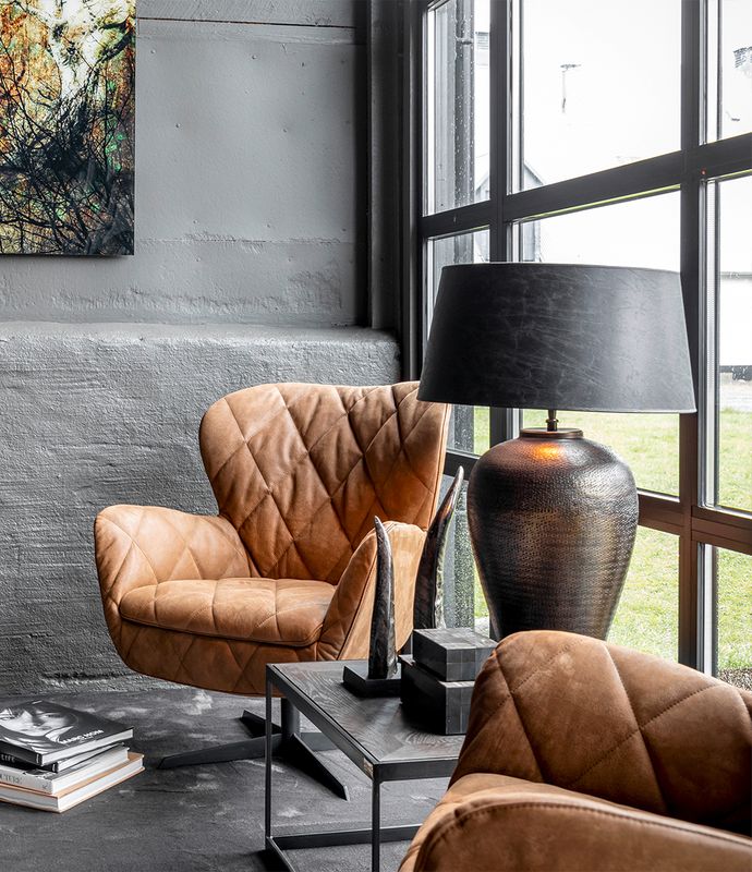 JADE Swivel Stol Nubuck, Brun/Svart