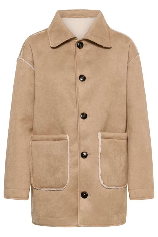 KAlinn reversible teddy jacket, whisper white/desert taupe