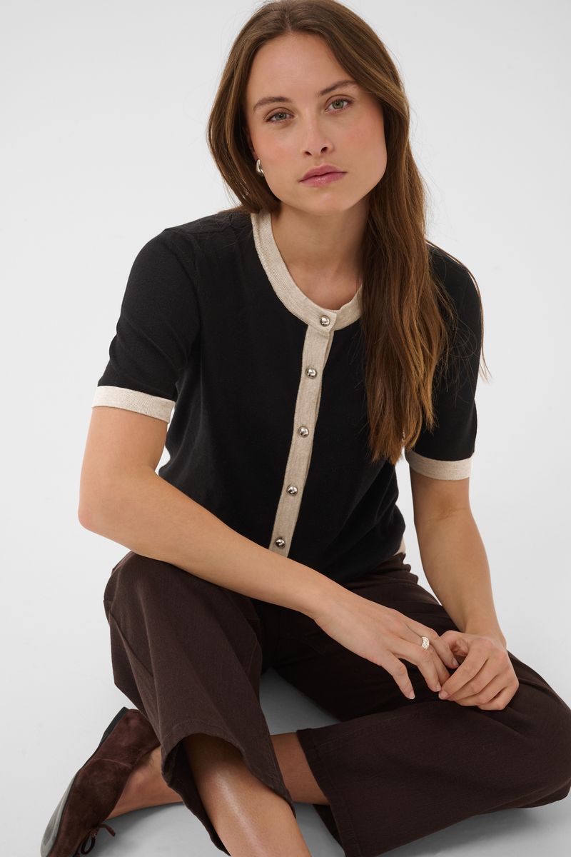 KAlizza contrast cardigan, black deep