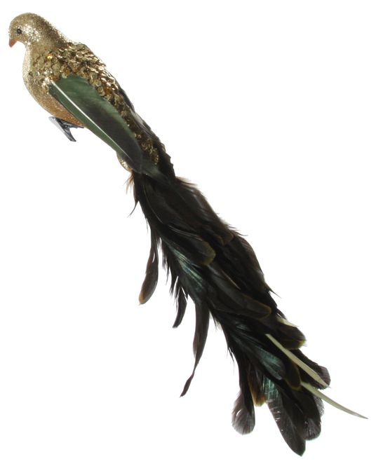 Hovedbilde Juletrepynt Fugl, Gull/Grønn, 40 cm