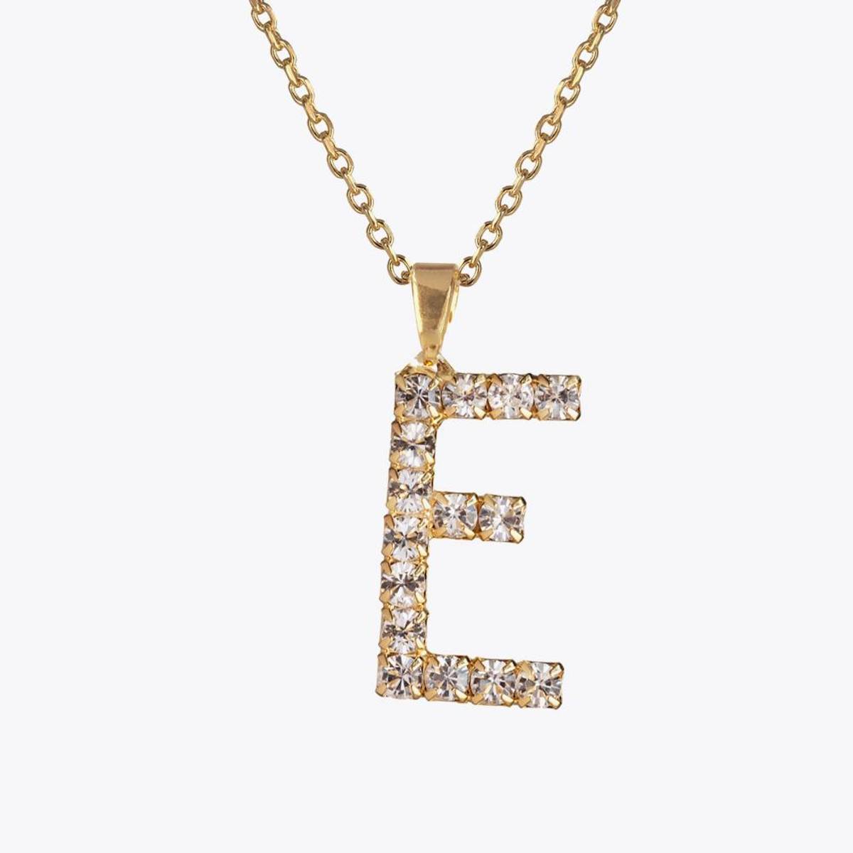LETTER NECKLACE / CRYSTAL LETTER E