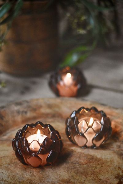 Hovedbilde Artisjokk lysglass 8x5 cm, brun