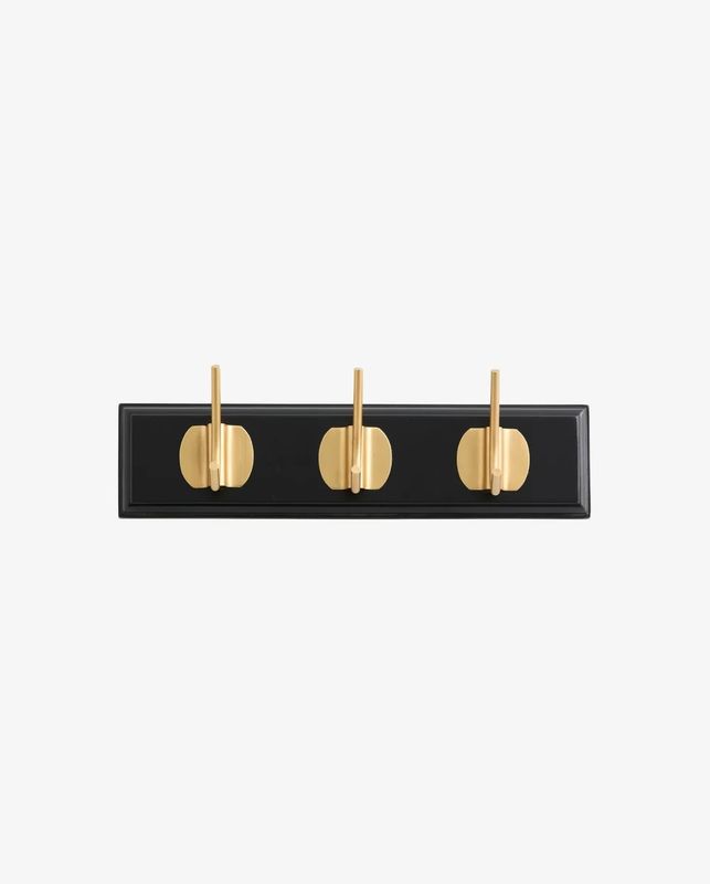 EDGY coat rack, 3 hooks - black/messing