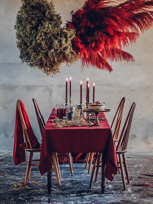 Tøyserviett i lin 4 stk, cabernet