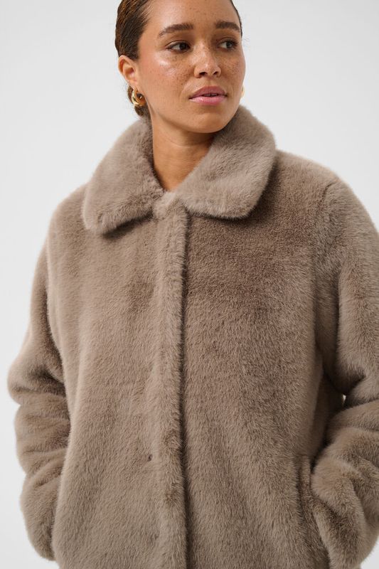 KArosa jakke i fuskepels, taupe gray
