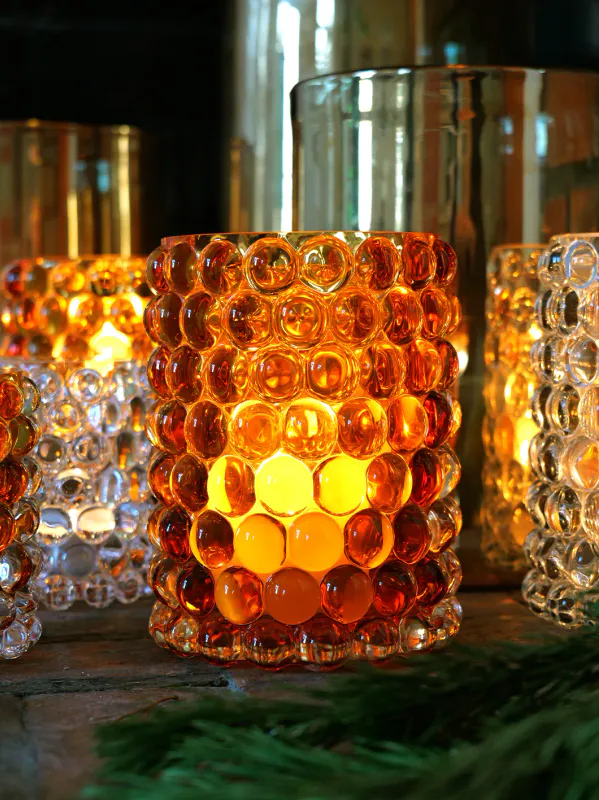 Hurricane Lamp Boule Large, Amber