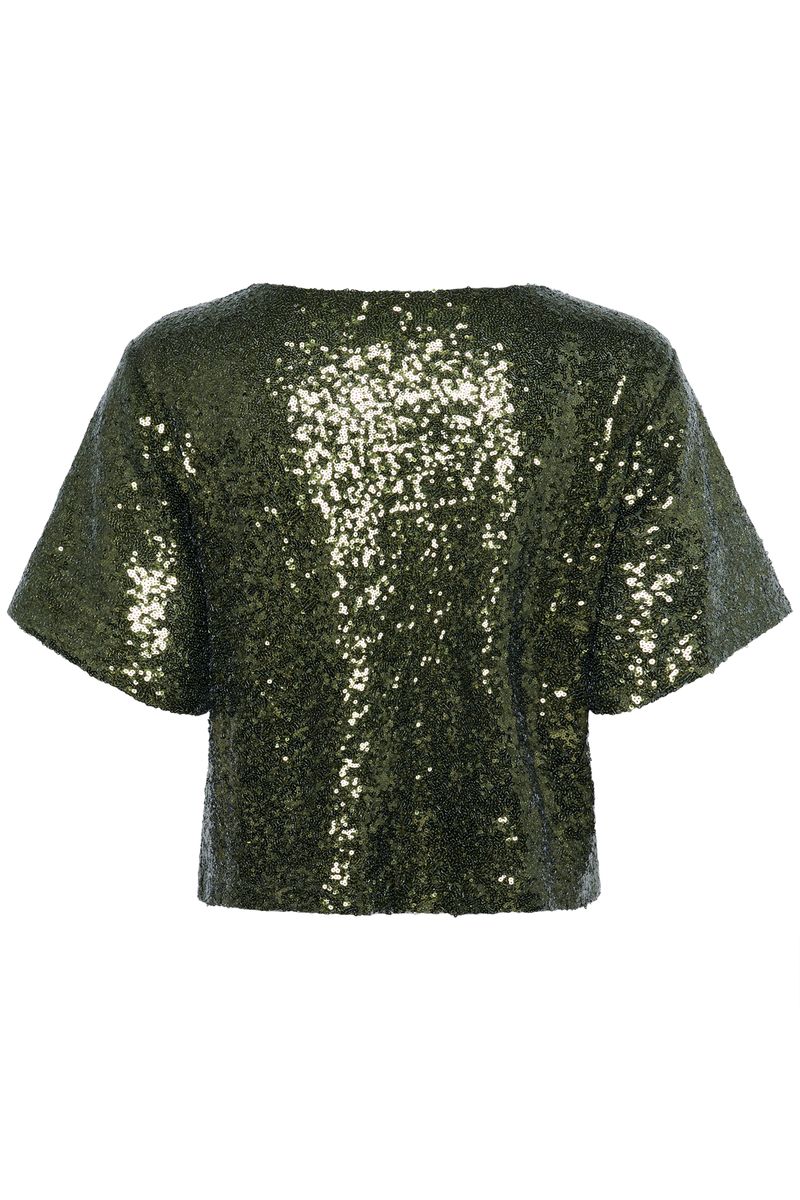 KAmiranda sequin blouse, ivy green