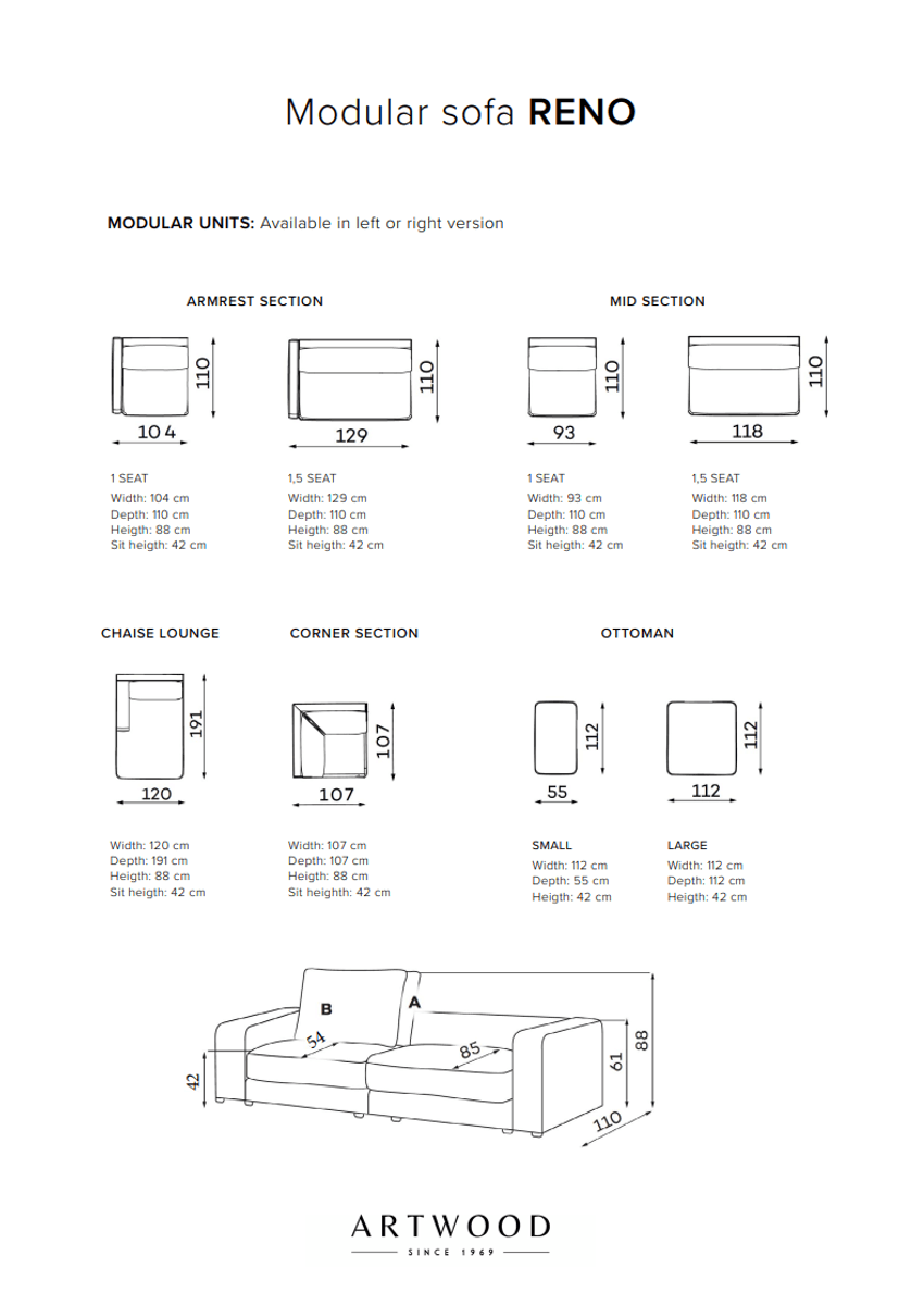 Reno modulsofa, prisgruppe 3